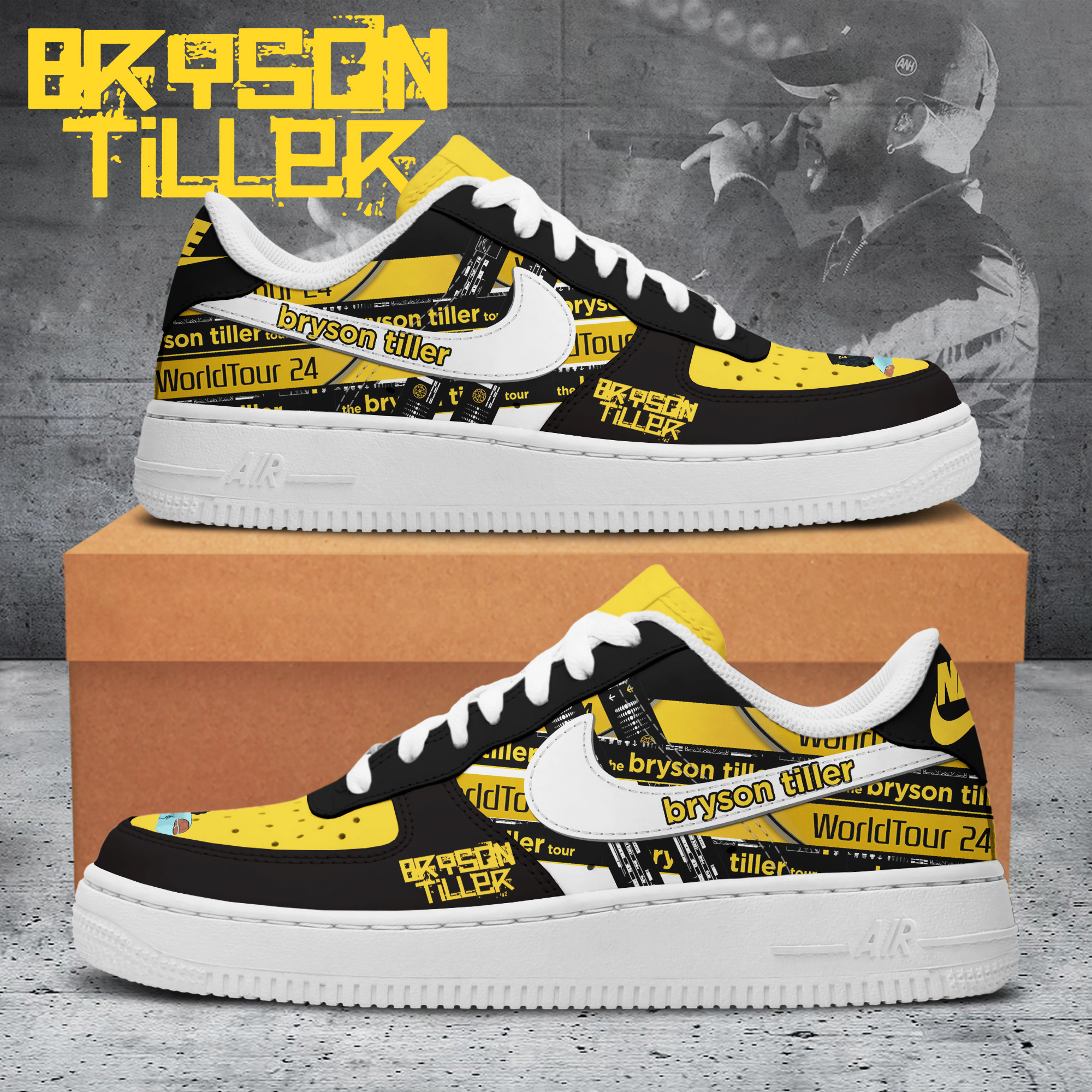 Bryson Tiller Nike Air Force 1 Sneakers Shoes For Men And Women