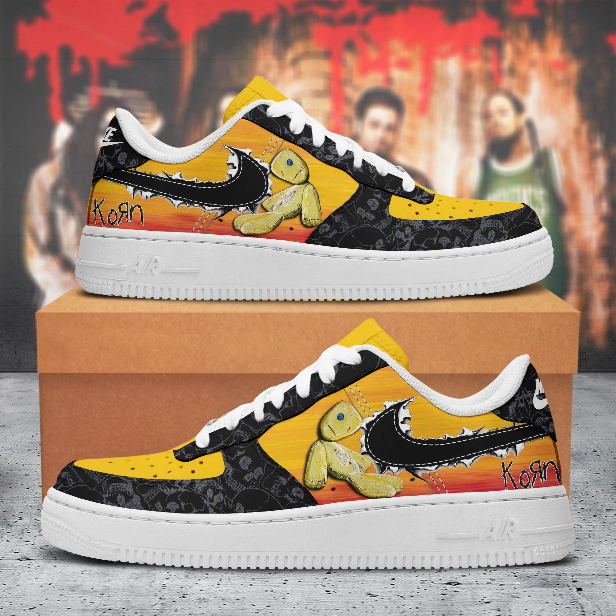Korn Nike Air Force 1 Sneakers Shoes For Men And Women