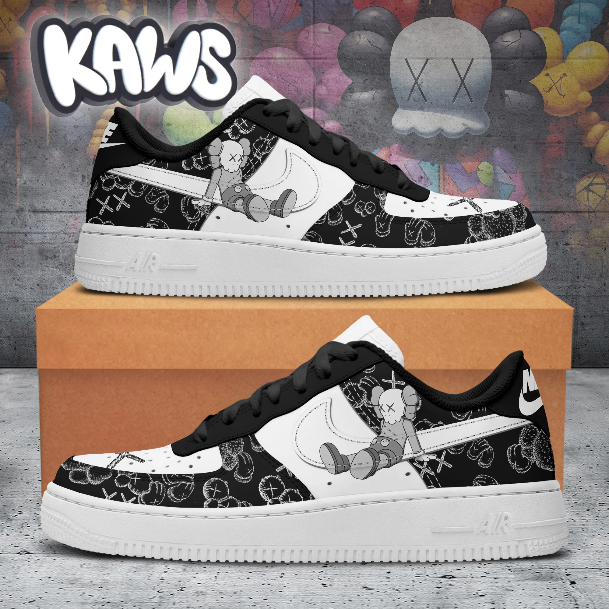 Kaws Nike Air Force 1 Sneakers Shoes For Men And Women
