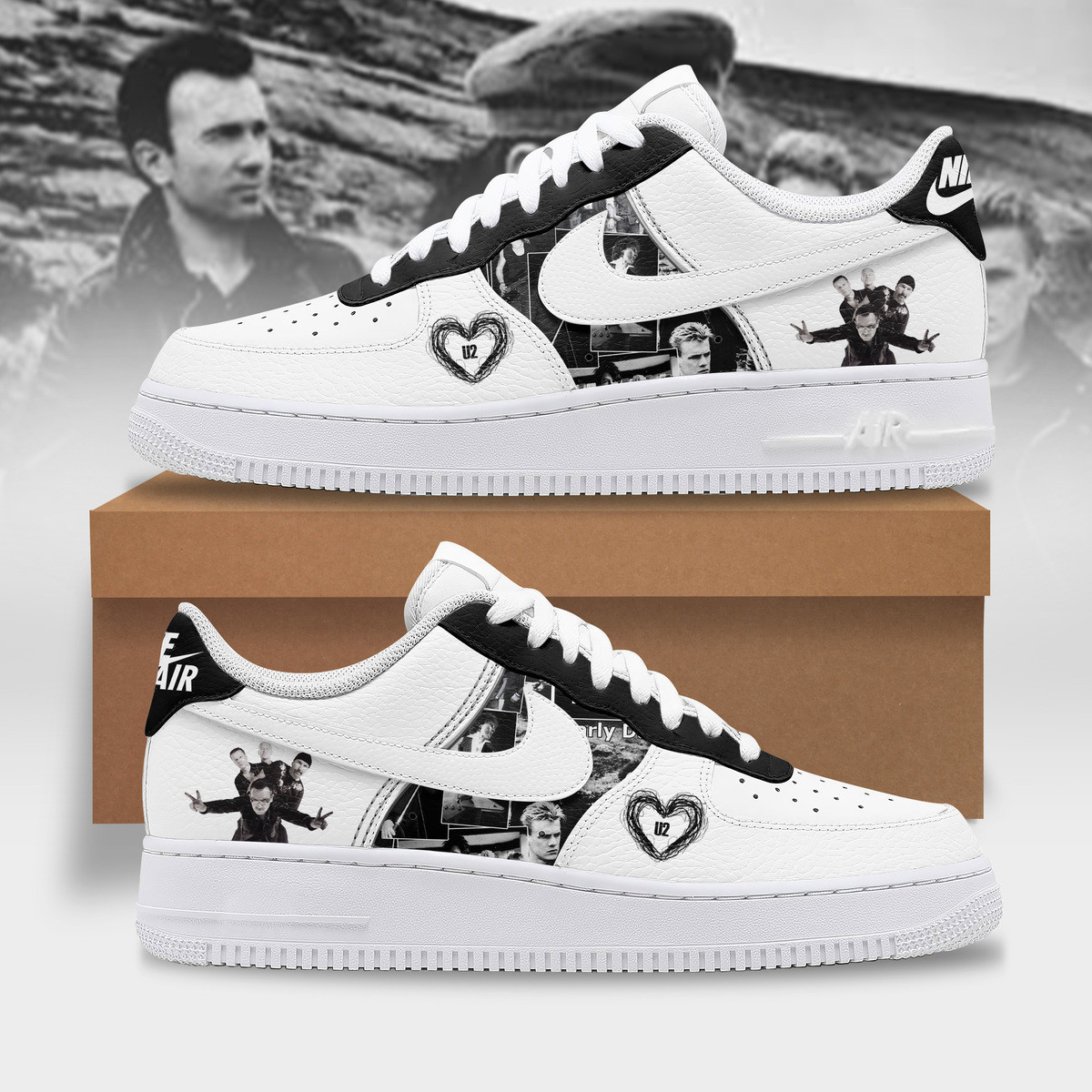 U2 Rock Band Nike Air Force 1 Sneakers Shoes For Men And Women
