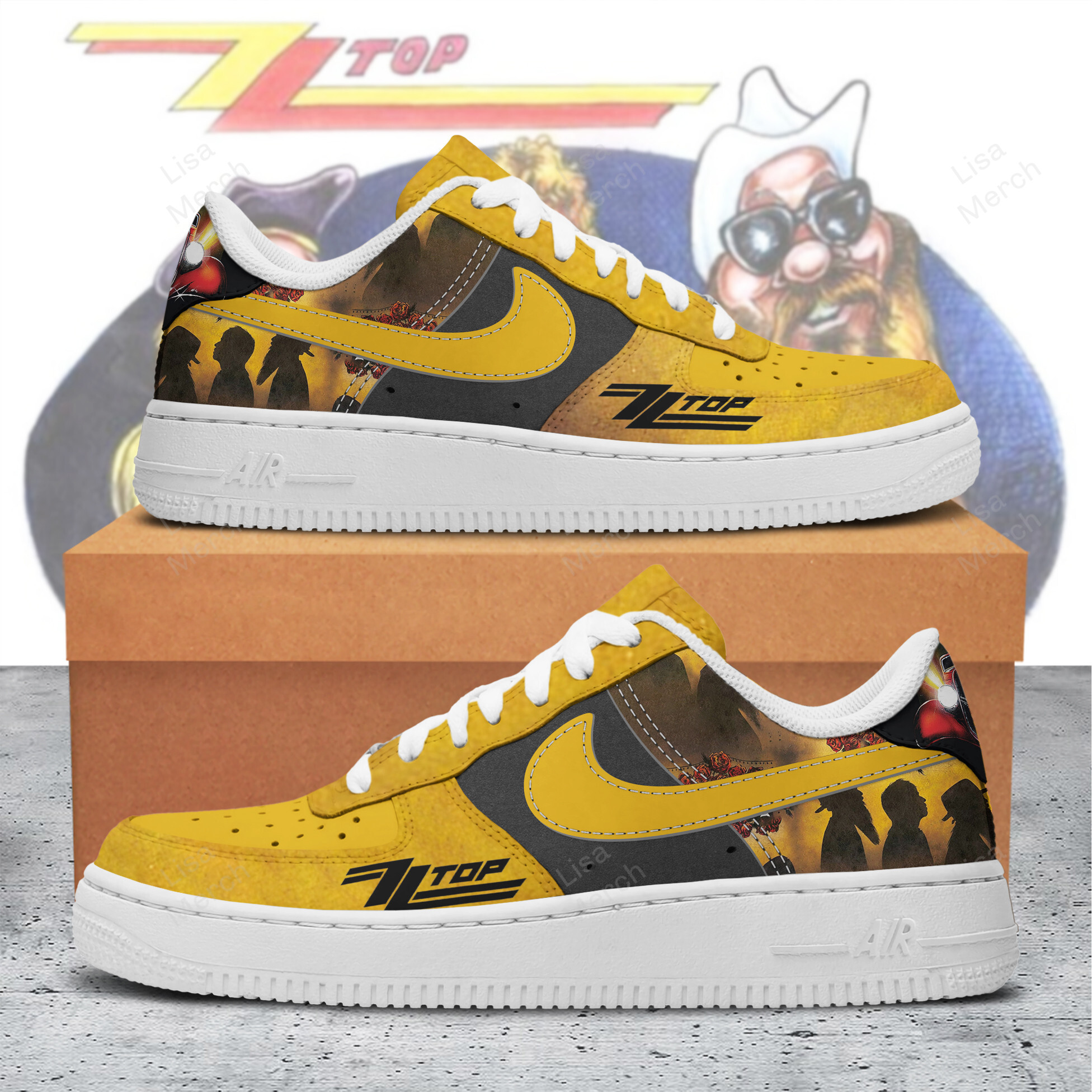 Zz Top Nike Air Force 1 Sneakers Shoes For Men And Women