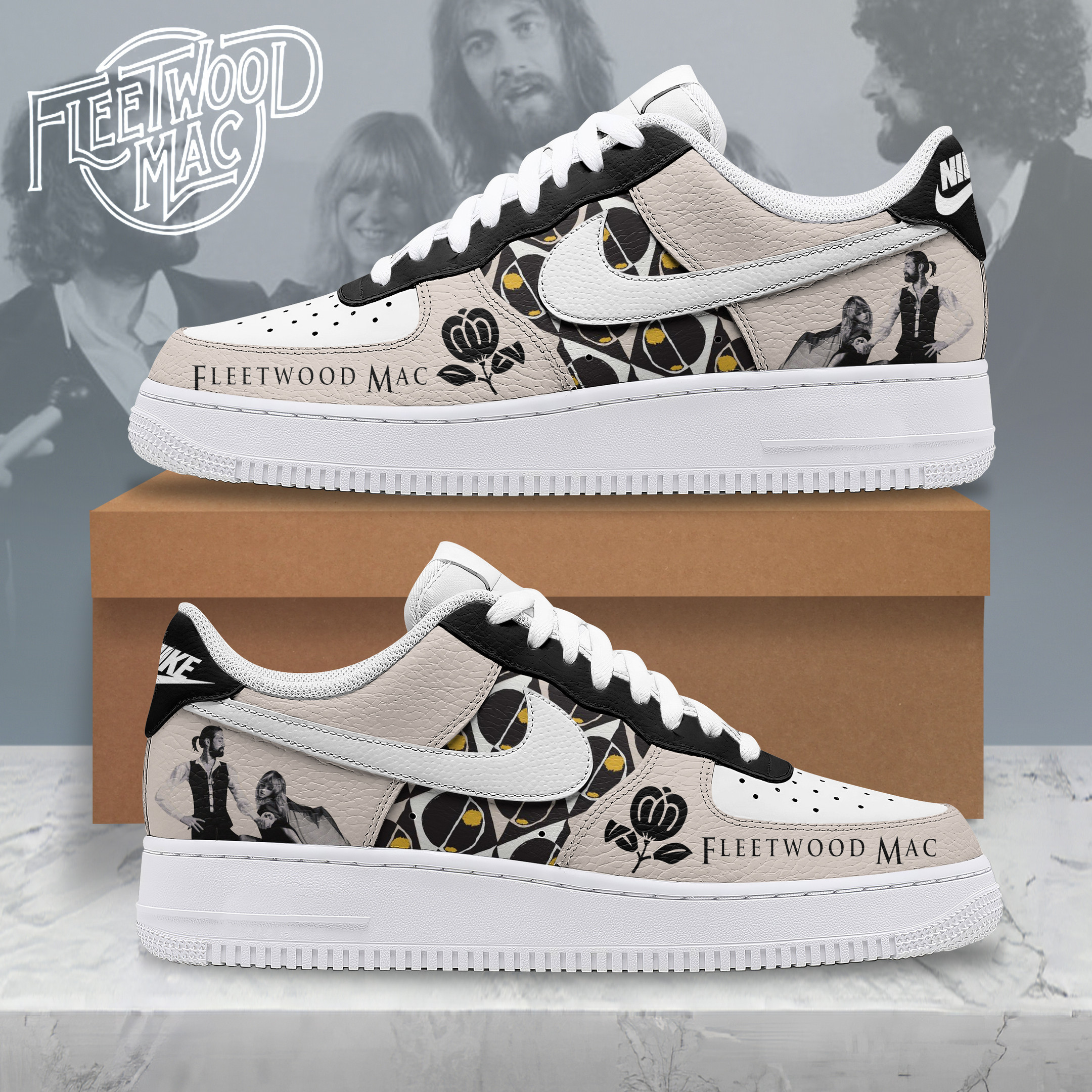 Fleetwood Mac Nike Air Force 1 Sneakers Shoes For Men And Women