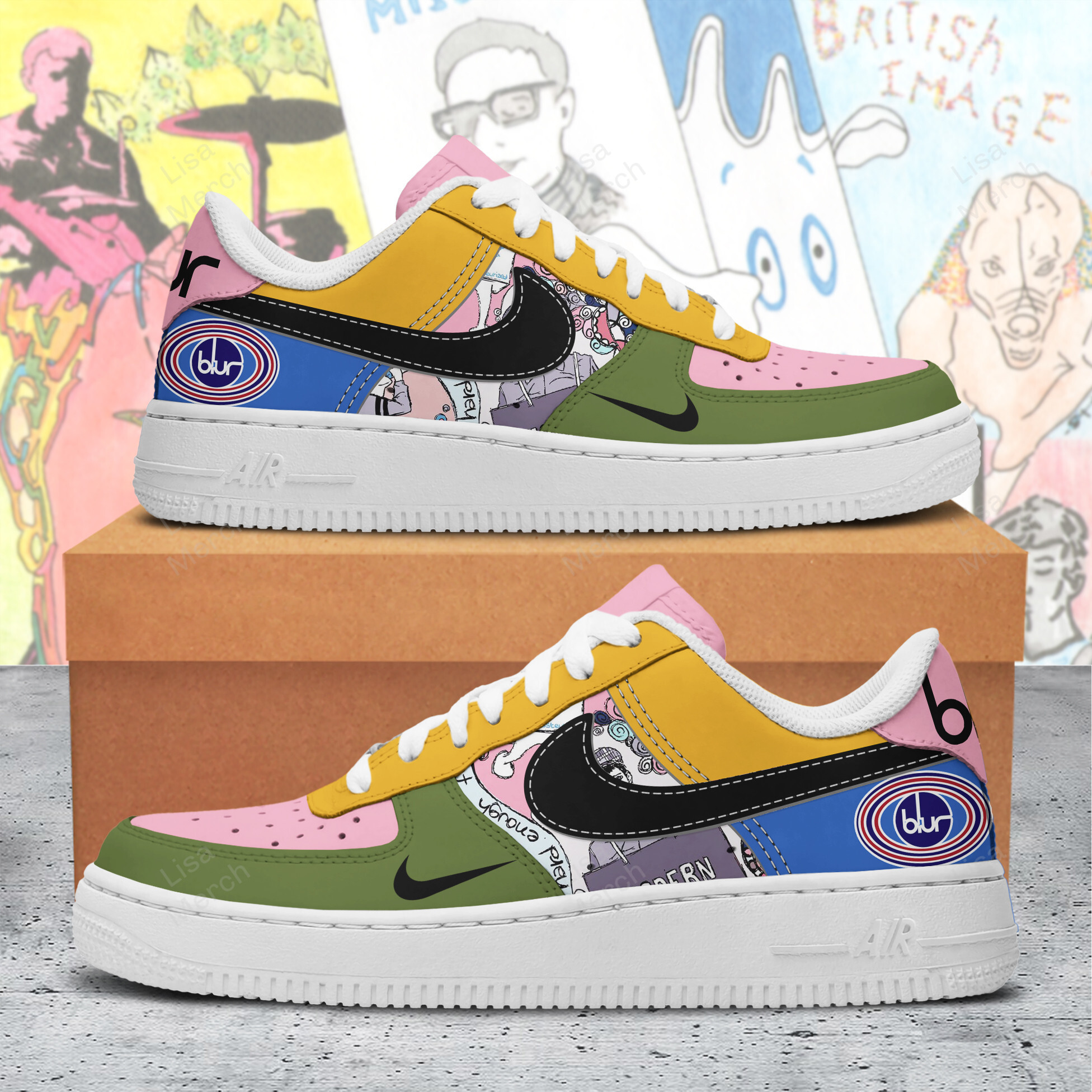 Blur Nike Air Force 1 Sneakers Shoes For Men And Women