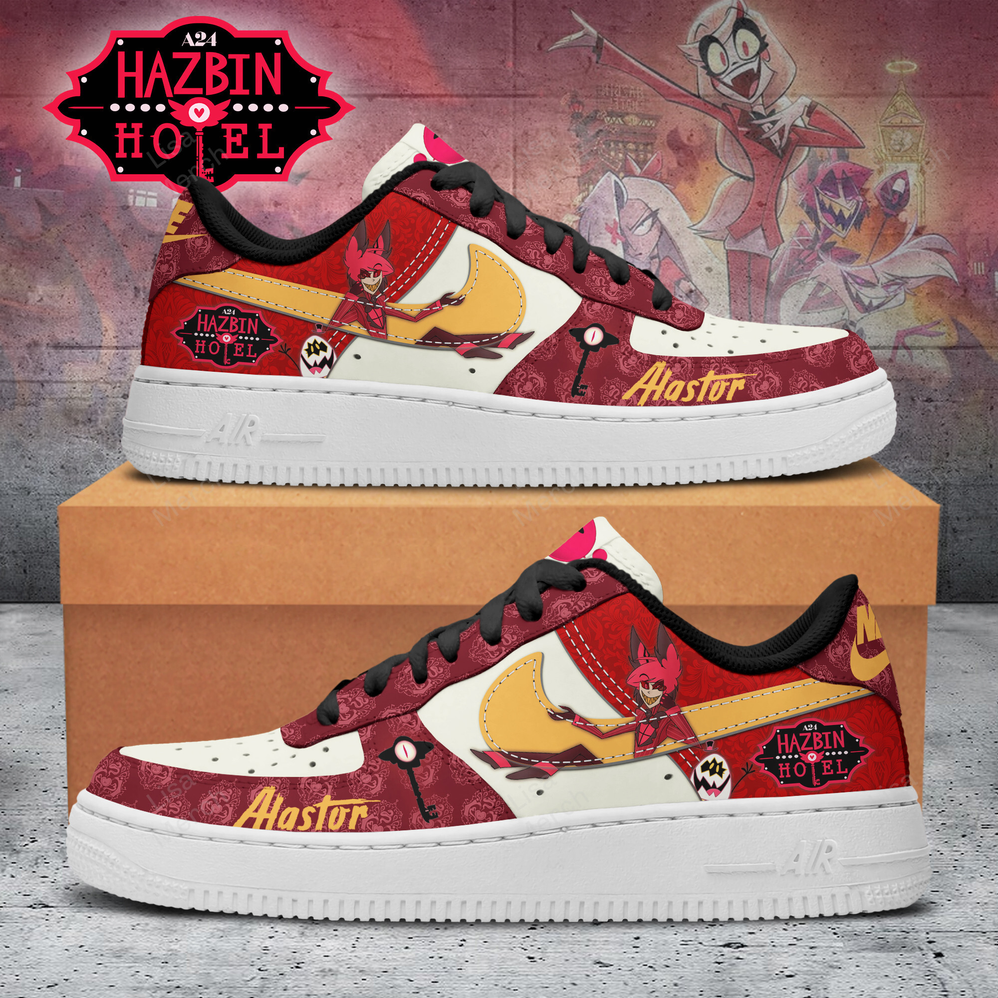 Hazbin Hotel Nike Air Force 1 Sneakers Shoes For Men And Women