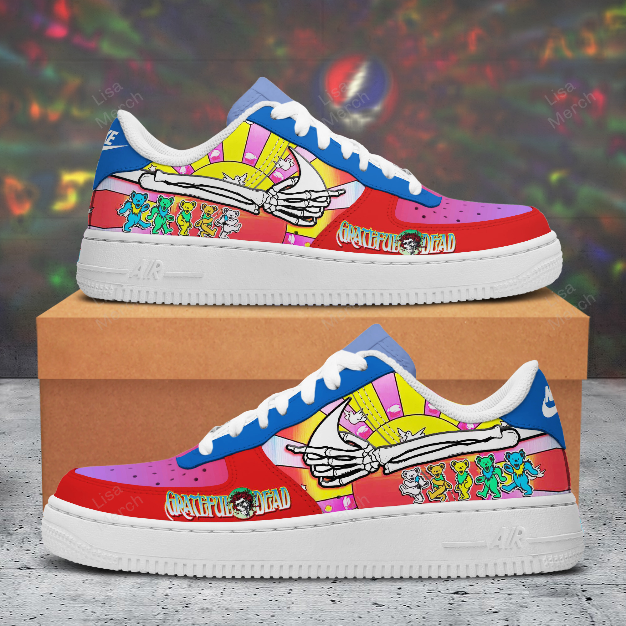 Grateful Dead Nike Air Force 1 Sneakers Shoes For Men And Women