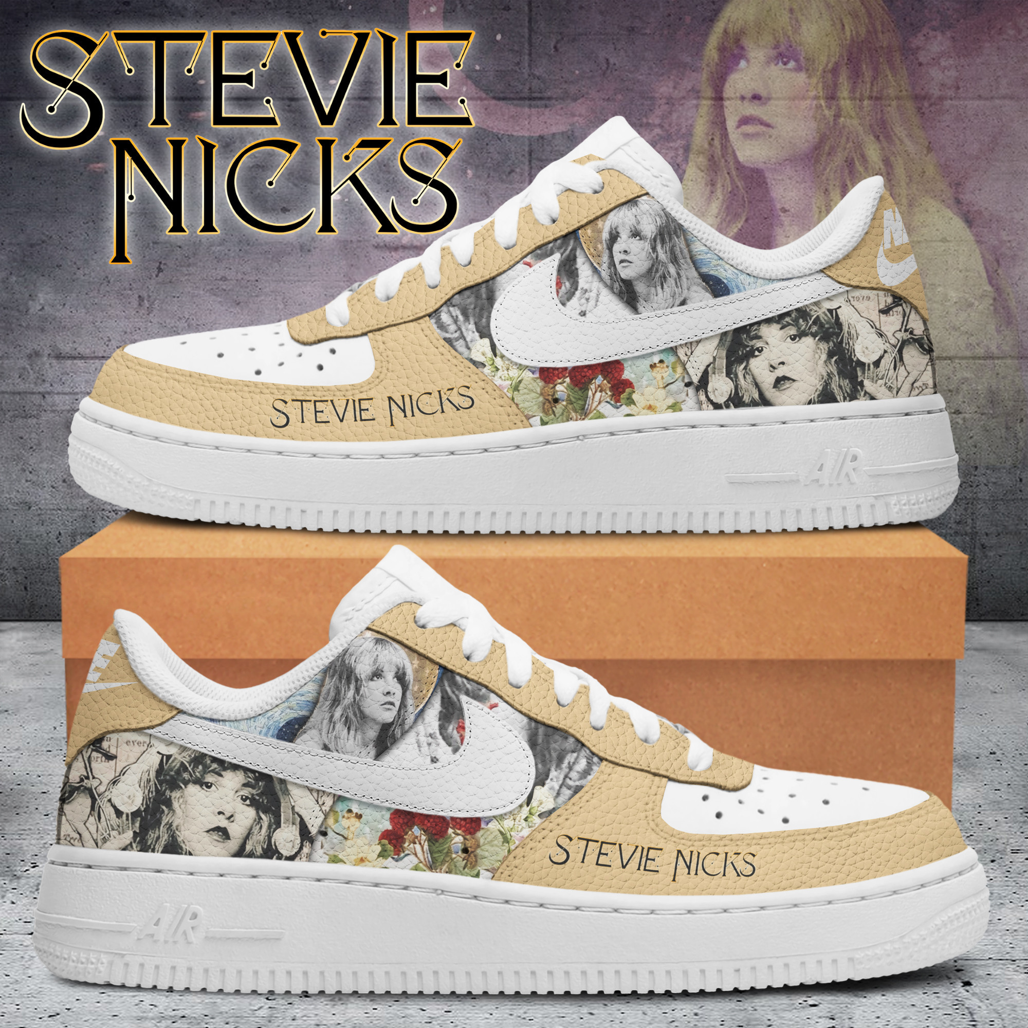 Stevie Nicks Nike Air Force 1 Sneakers Shoes For Men And Women