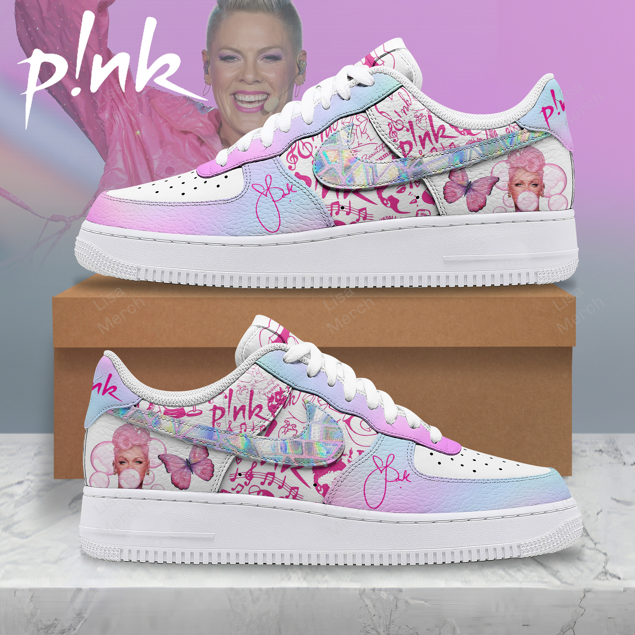 Pink Air Force 1 Sneakers Shoes For Men And Women