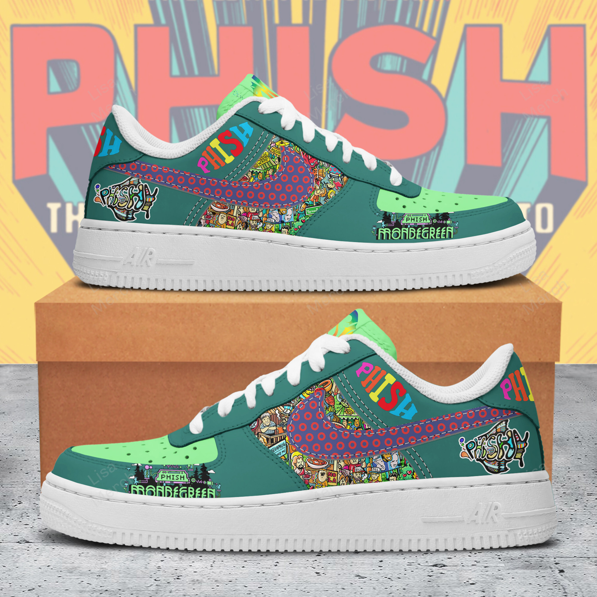 Phish Nike Air Force 1 Sneakers Shoes For Men And Women