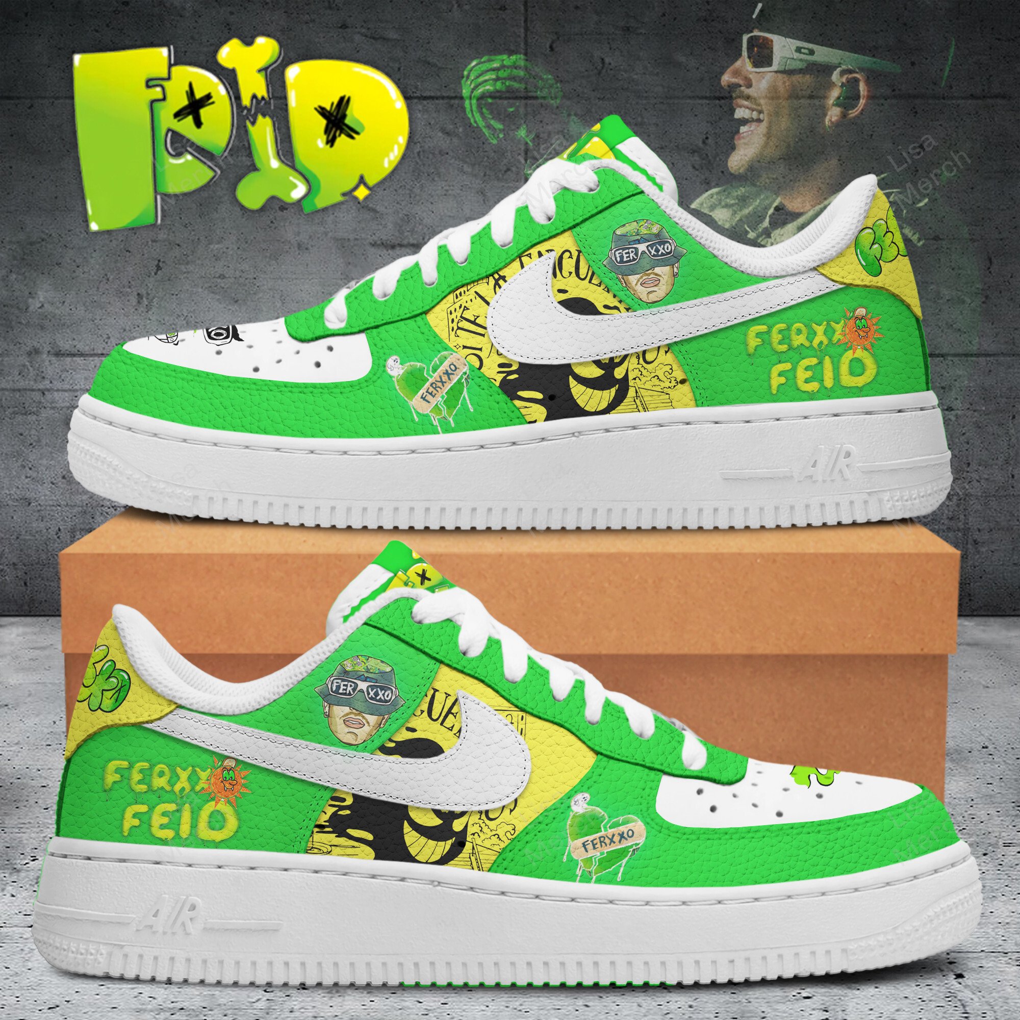 Feid Ferxxo Nike Air Force 1 Sneakers Shoes For Men And Women