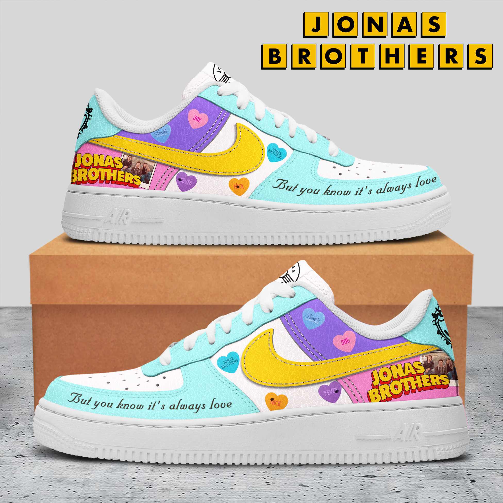 Jonas Brother Nike Air Force 1 Sneakers Shoes For Men And Women