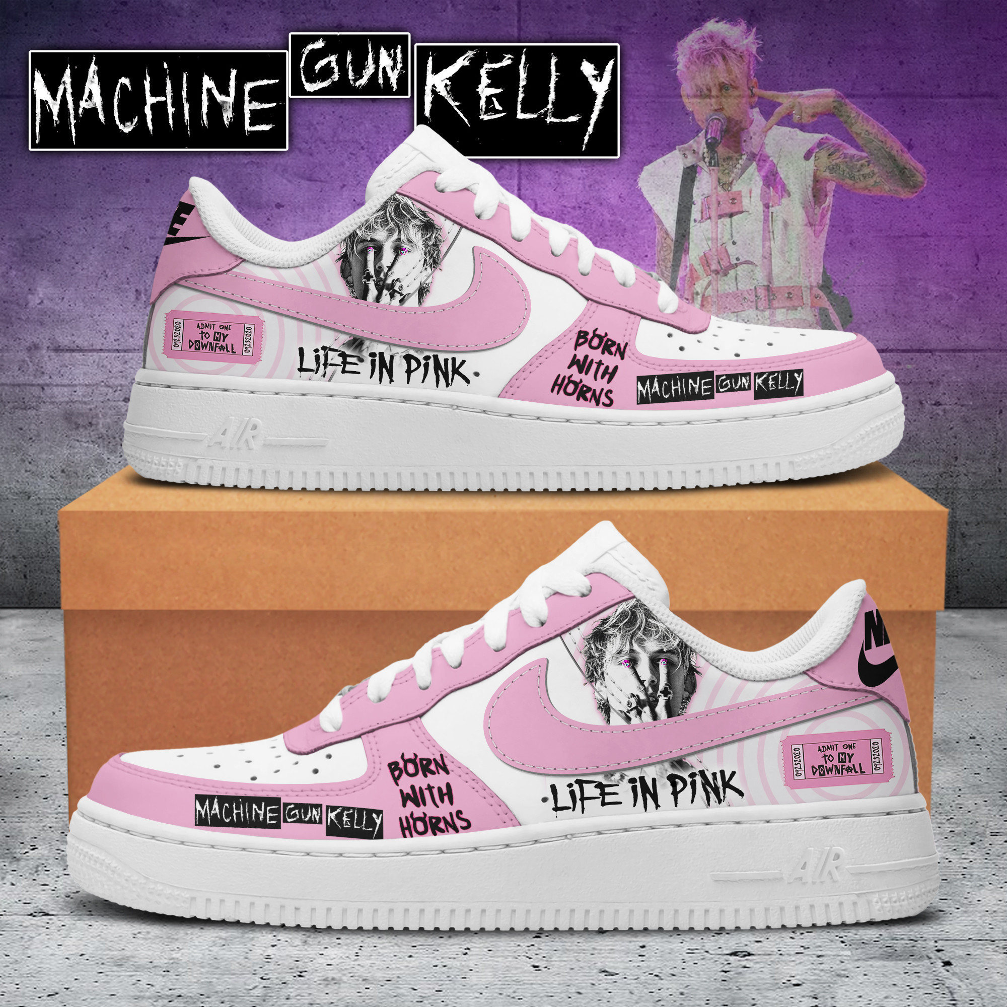 Machine Gun Kelly Nike Air Force 1 Sneakers Shoes For Men And Women