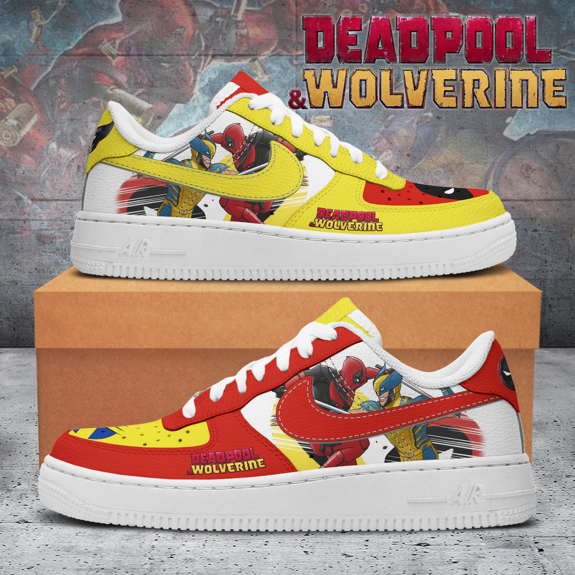 Deadpool And Wolverine Nike Air Force 1 Sneakers Shoes For Men And Women