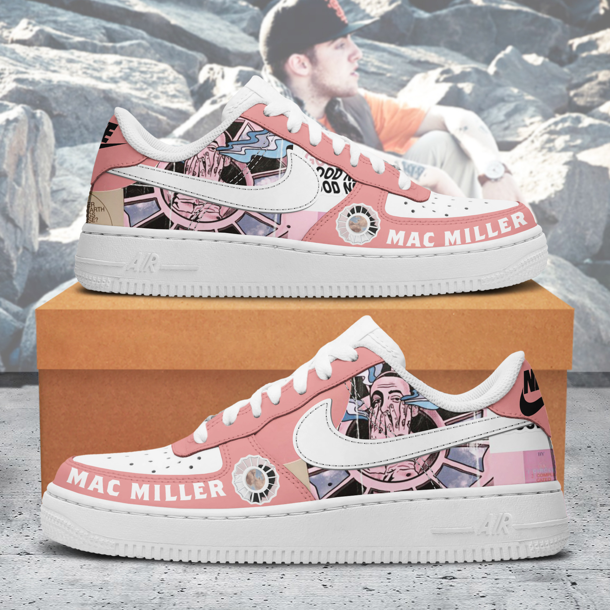 Mac Miller Nike Air Force 1 Sneakers Shoes For Men And Women