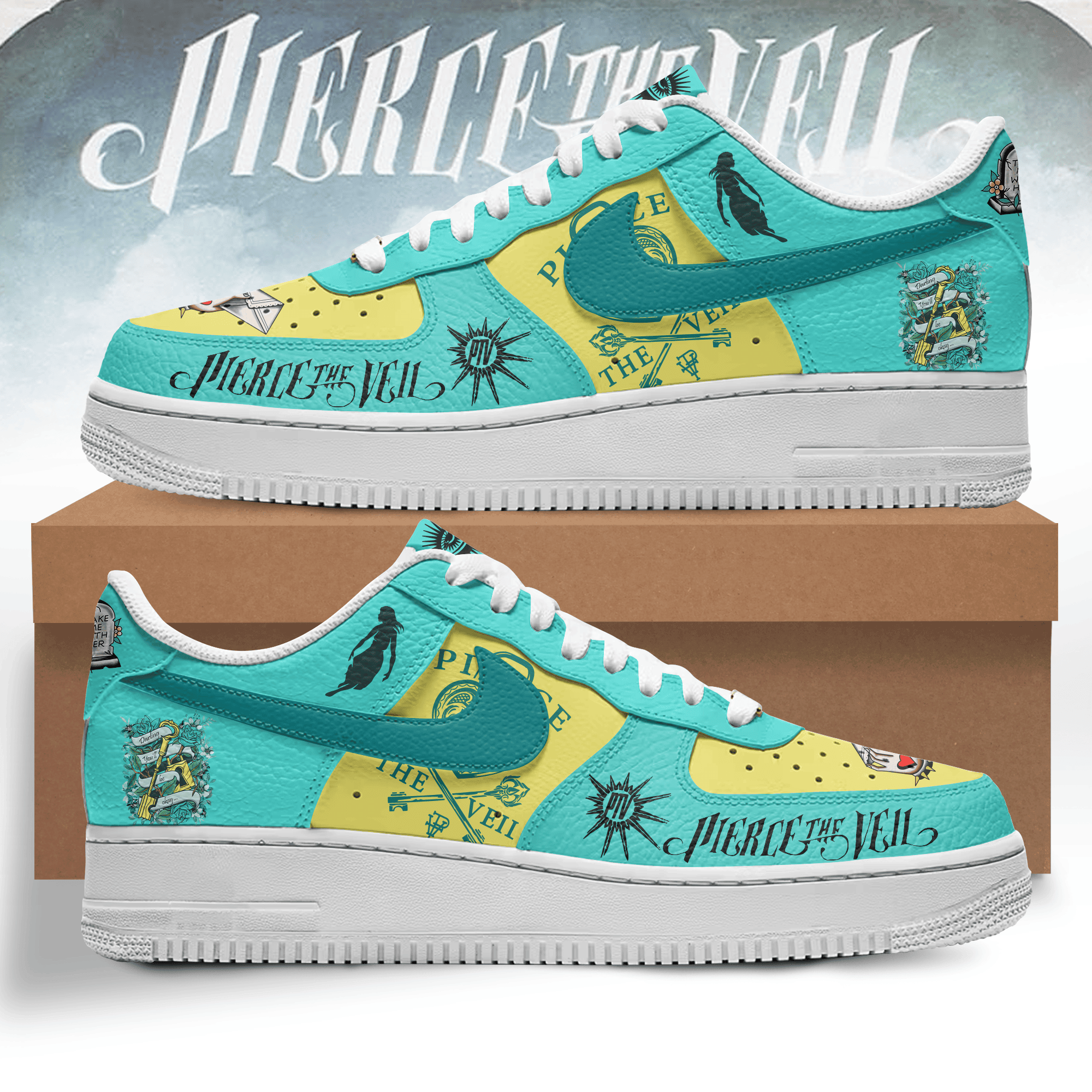 Pierce The Veil Nike Air Force 1 Sneakers Shoes For Men Women