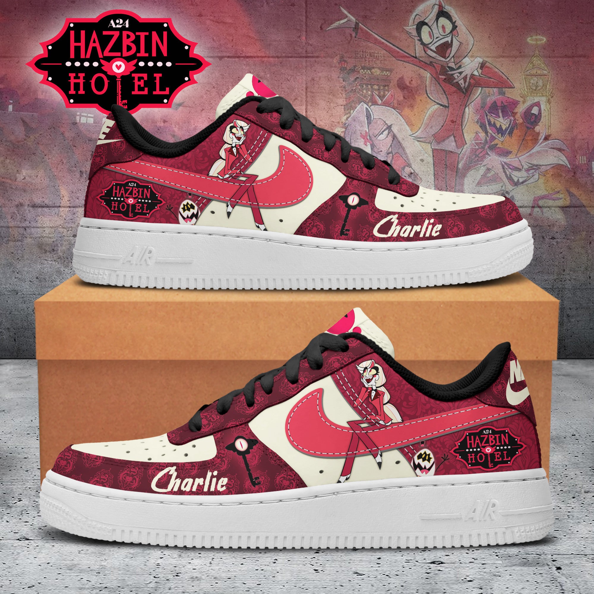 Hazbin Hotel Air Low-Top Sneakers Logo Nike AF1 Shoes For Men And Women