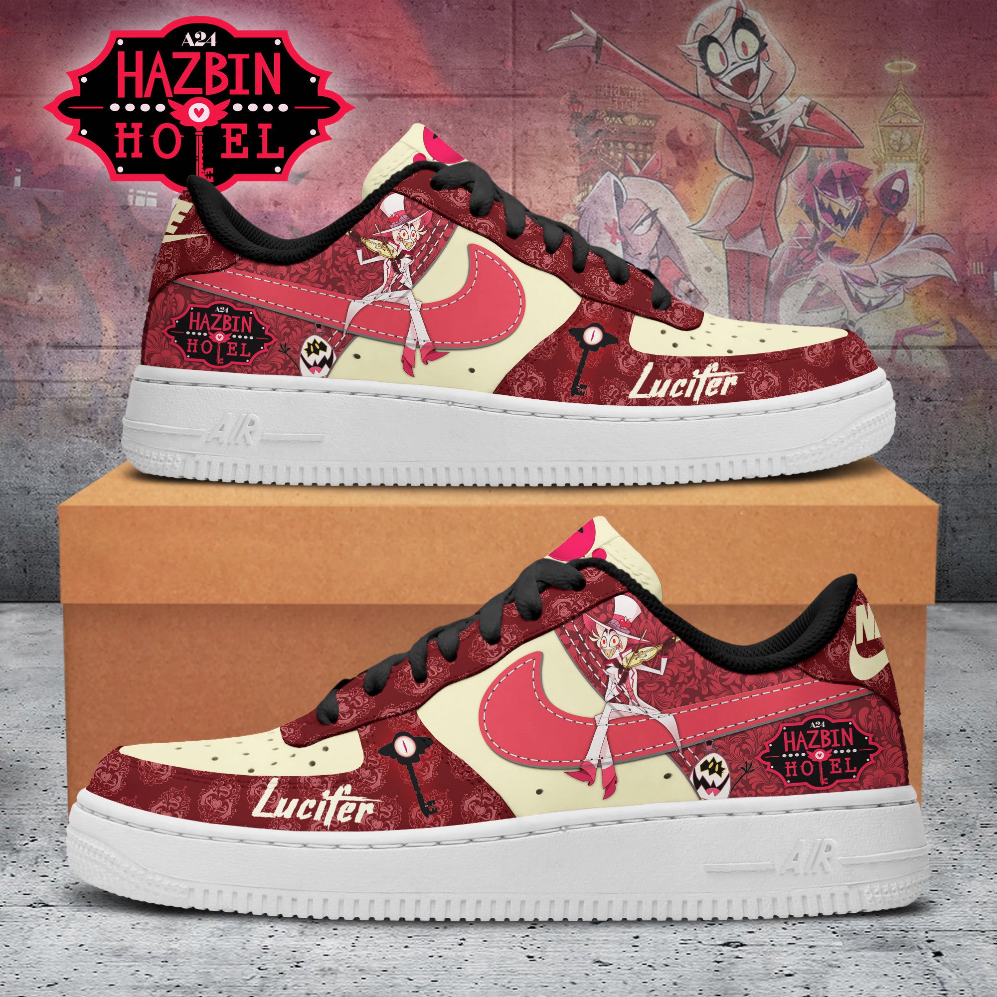Hazbin Hotel Nike Logo Air Force 1 Sneakers Shoes For Men And Women