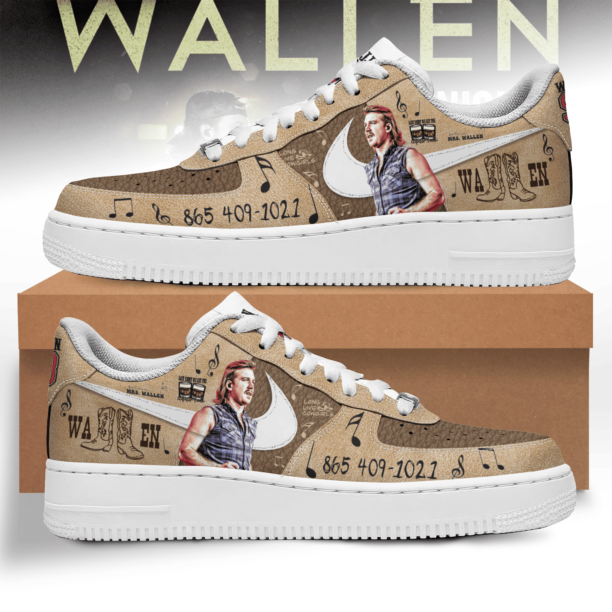 Morgan Wallen Air Low-Top Sneakers Nike AF1 Shoes For Men And Women