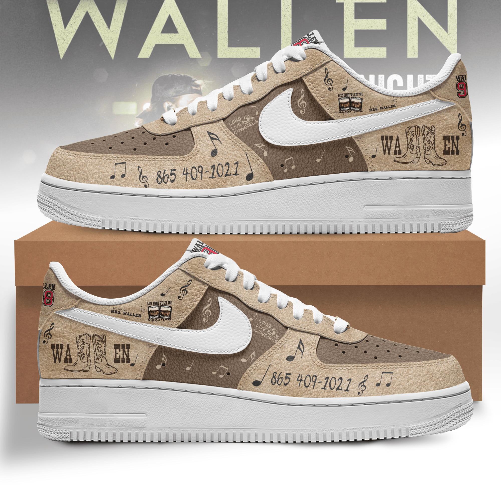 Morgan Wallen Nike AF1 Sneakers Shoes For Men And Women
