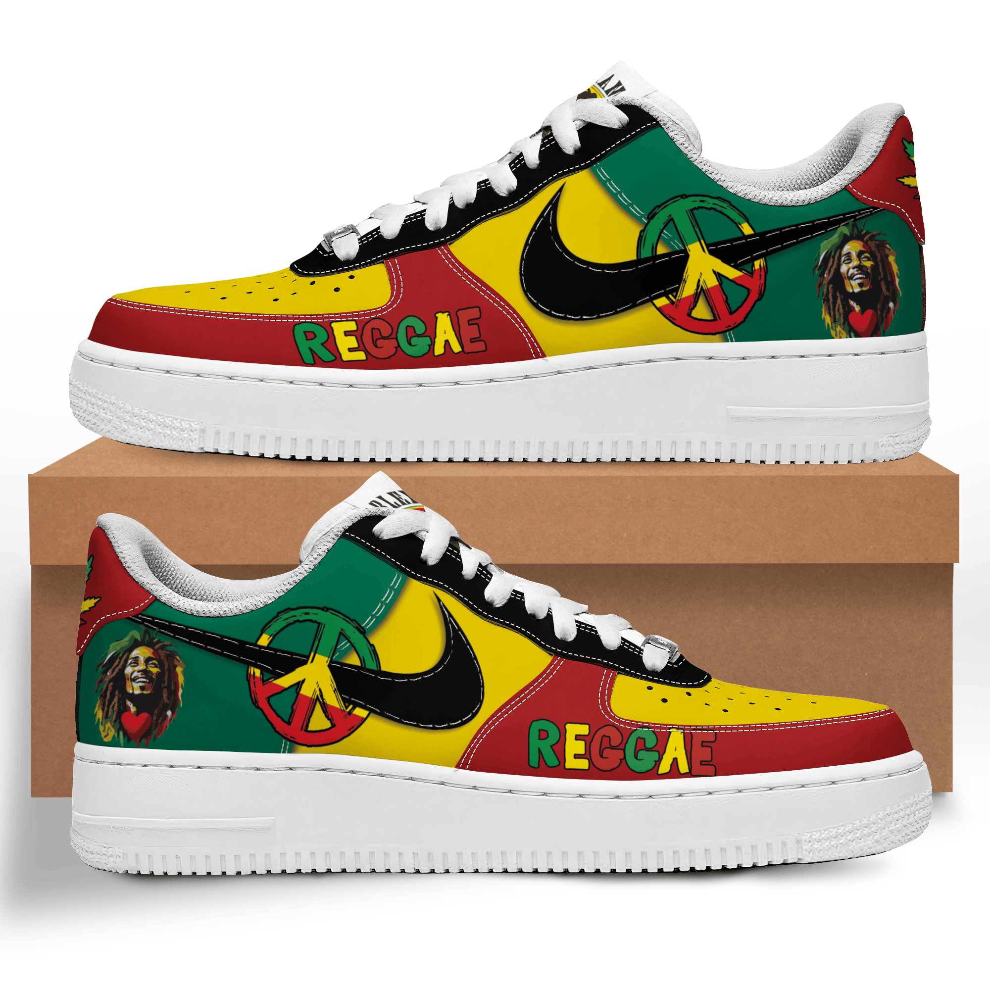 Bob Marley Air Force 1 Sneakers Shoes For Men And Women