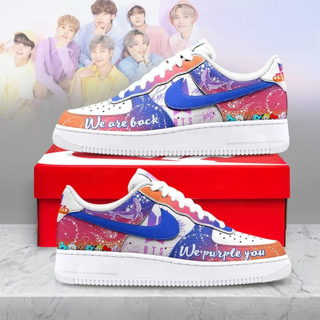 Bts We Are Back We Purple Your 2025 Air Force 1 Shoes Bts Merch Gifts For Sister