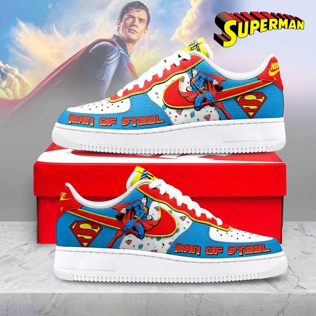 Superman Man Of Steel Air Force 1 Shoes Superman Merch Gifts For Fans