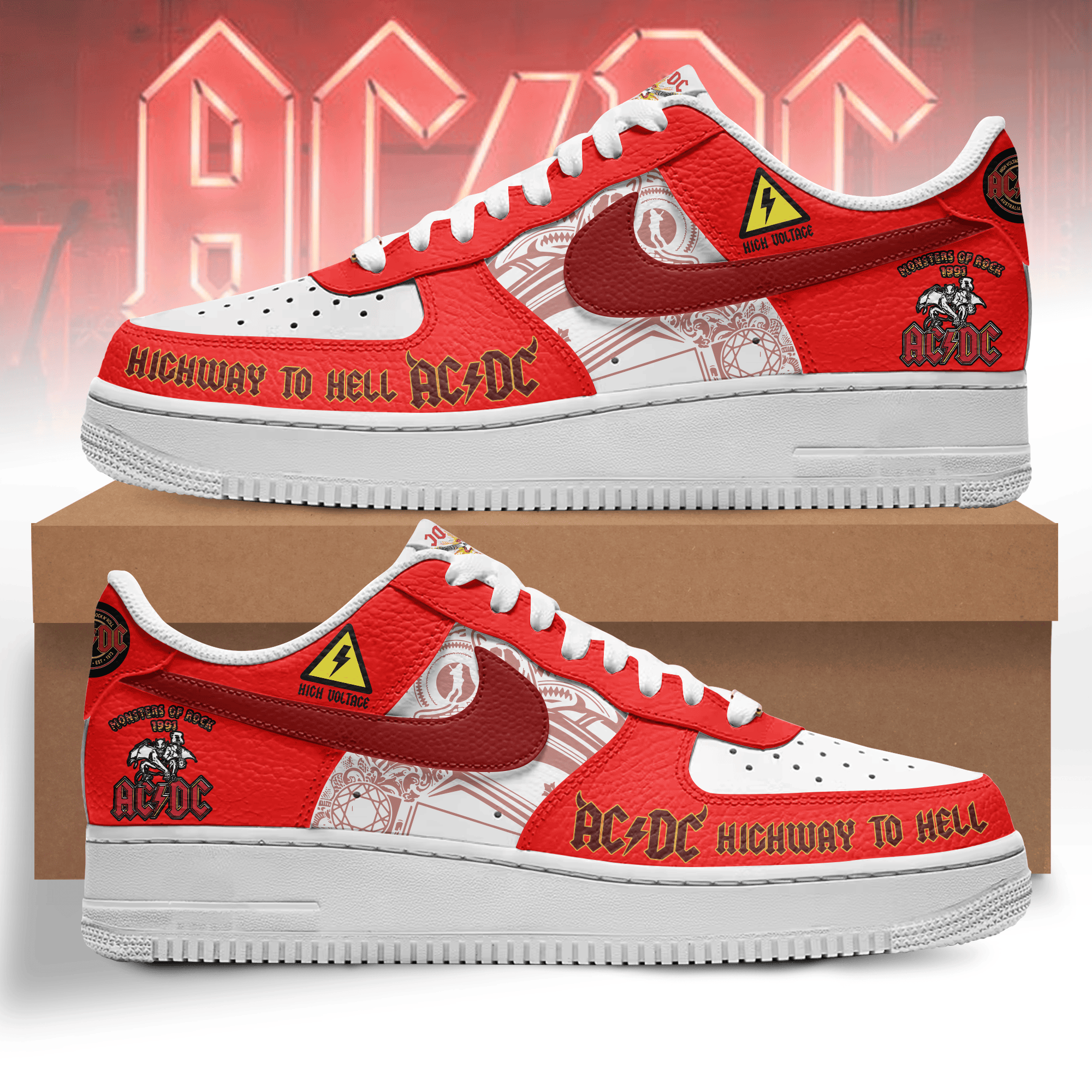 Ac/Dc Air Force 1 Sneakers Shoes For Men And Women