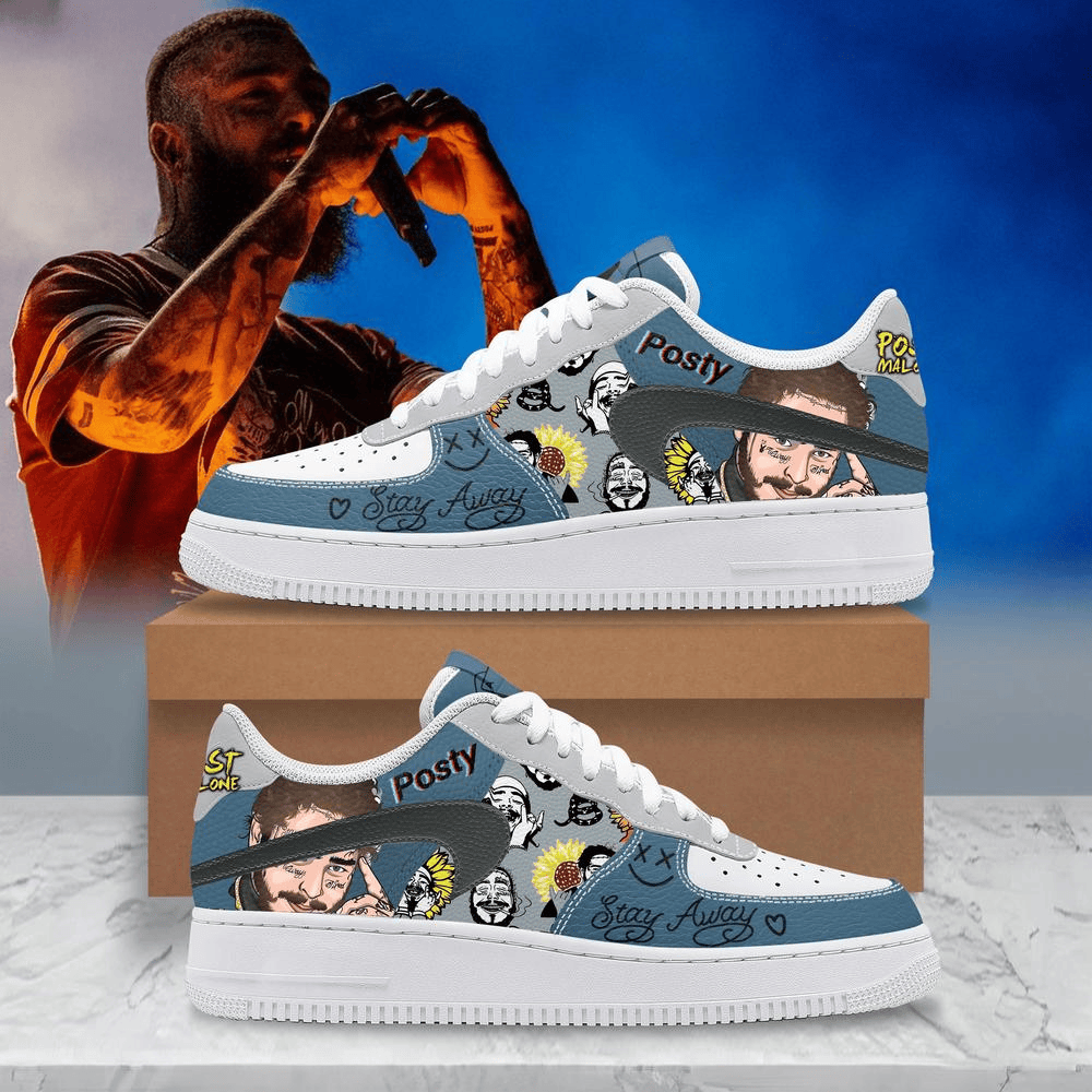 Post Malone Posty Stay Away Limited Edition Air Force 1 Post Malone Merch Gifts For Father'S Day