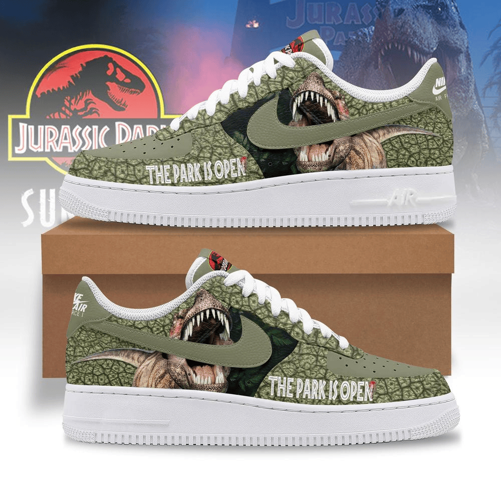 Jurassic Park The Park Is Open Limited Edition Air Force 1 Shoes Jurassic Park Merch Fans Gifts