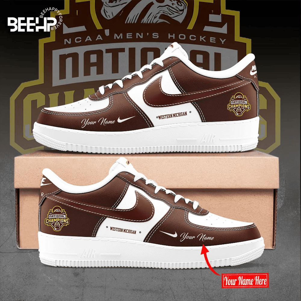 Custom Western Michigan Broncos 2025 Ncaa Men'S Hockey National Champions Air Force 1 Dad Gifts