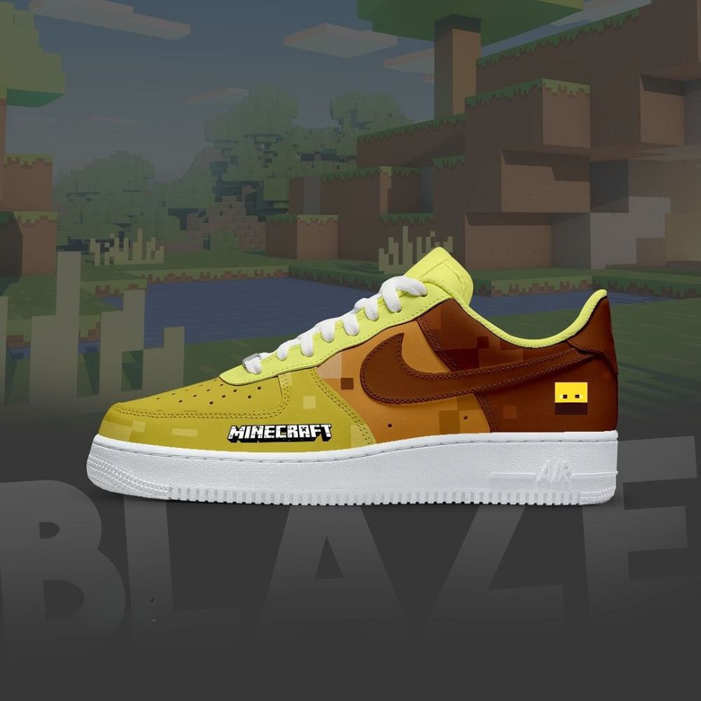 Blaze Minecraft Air Force 1 Shoes For Men Women
