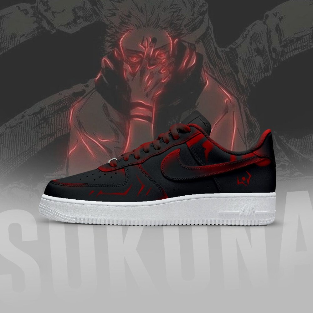 Sukuna Black Jujutsu Kaisen Air Force 1 Shoes Sneakers For Anime Fans