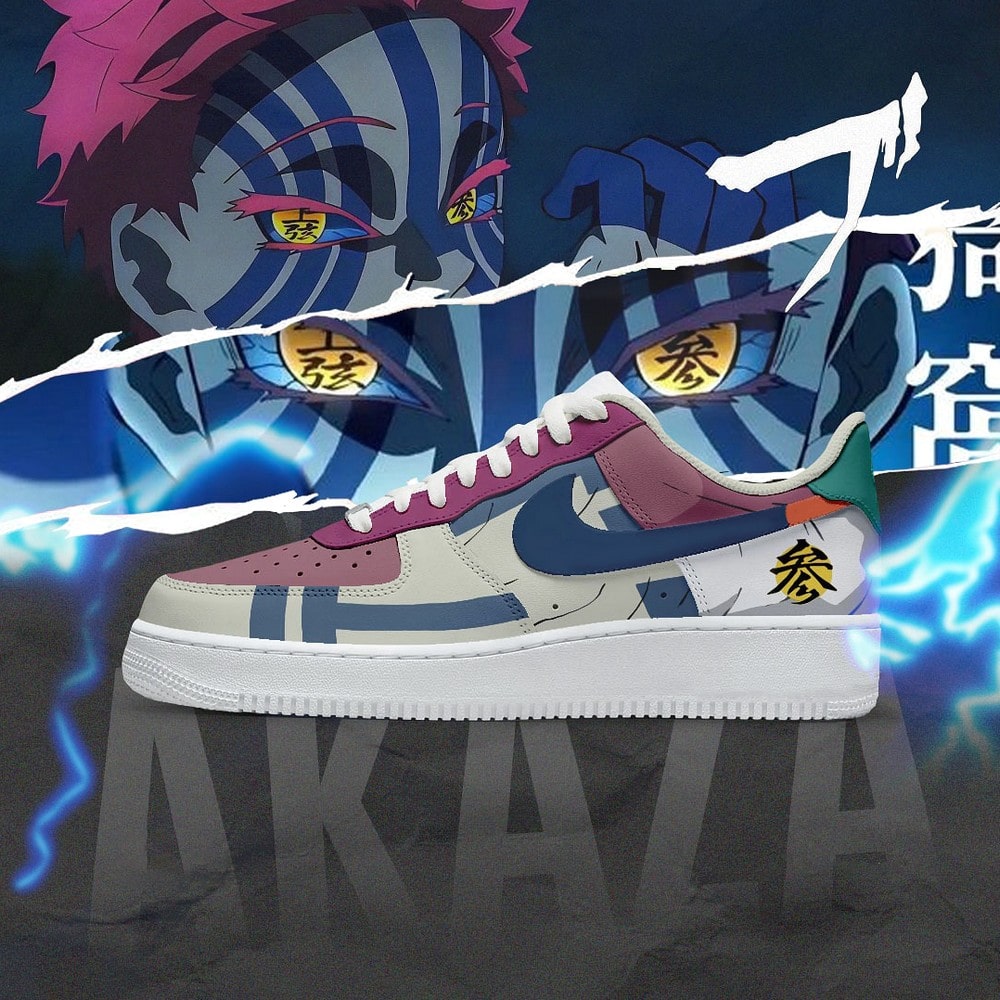 Akaza Demon Slayer Nike Air Force 1 Shoes Sneakers For Anime Fans