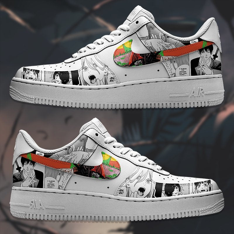 Chainsaw Man Manga Nike Logo Air Force 1 Shoes Sneakers Special Gift For Men And Women