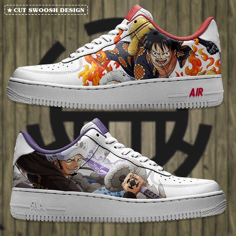 Luffy X Law Nike Logo Air Force 1 Shoes Sneakers Special Gift For Men And Women