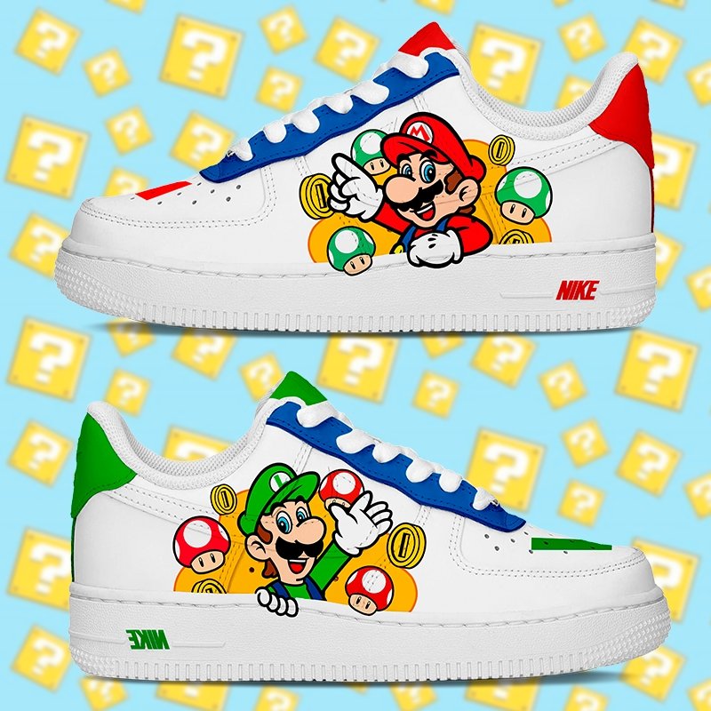Mario & Luigi Nike Logo Air Force 1 Shoes Sneakers Special Gift For Men And Women