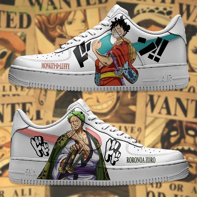 Zoro X Luffy Swoosh Nike Logo Air Force 1 Shoes Sneakers Special Gift For Men And Women
