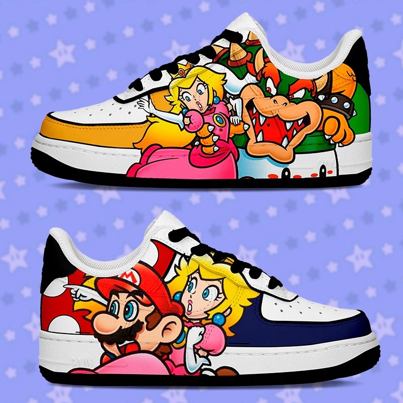 Mario Vs Bowser Nike Logo Air Force 1 Shoes Sneakers Special Gift For Men And Women