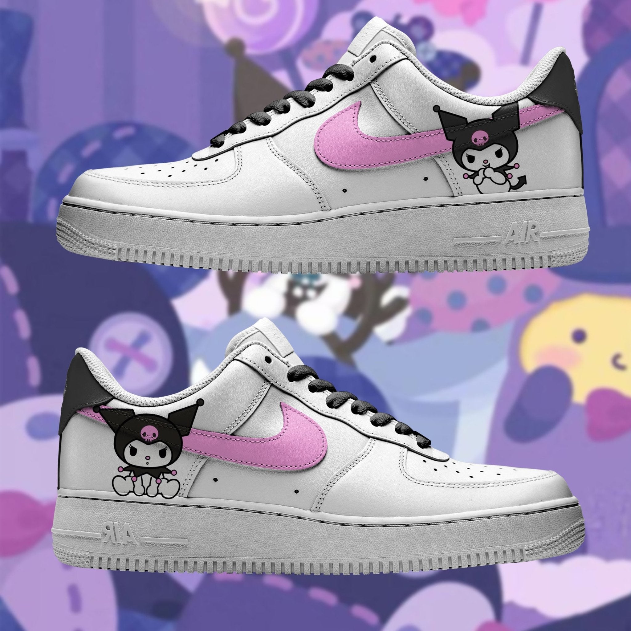 Kuromi Pink Nike Logo Air Force 1 Shoes Sneakers Special Gift For Men And Women