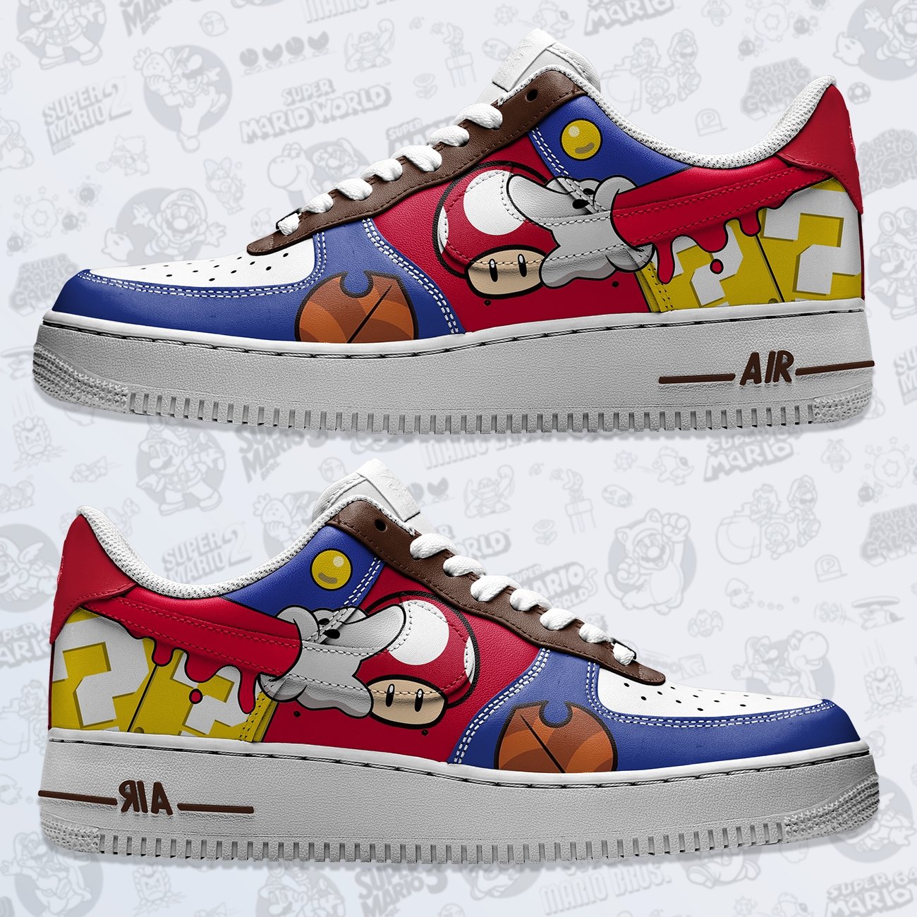 Mario Swoosh Nike Logo Air Force 1 Shoes Sneakers Best Gift For Men And Women