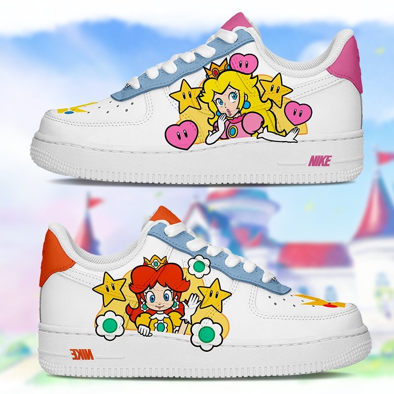 Peach & Daisy Nike Logo Air Force 1 Shoes Sneakers Special Gift For Men And Women