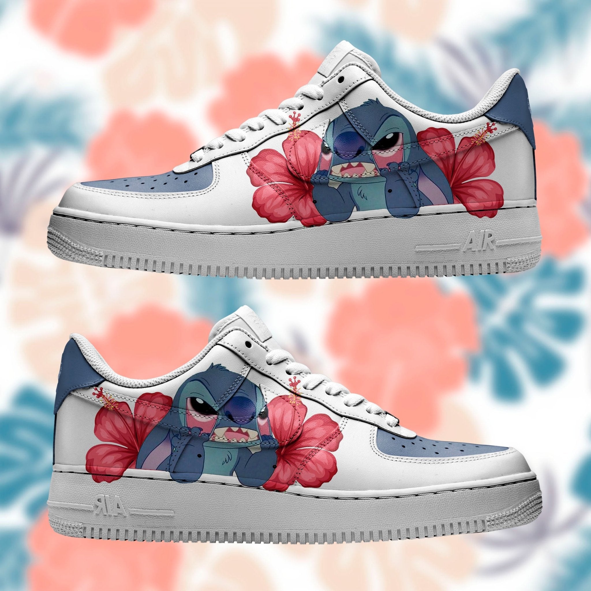 Stitch Flores Nike Logo Air Force 1 Shoes Sneakers Special Gift For Men And Women