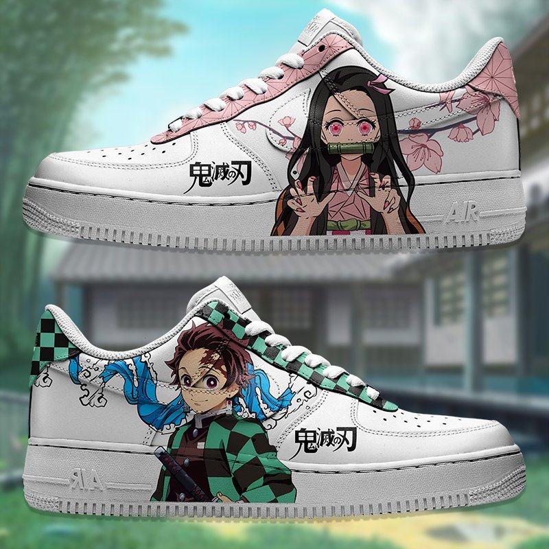 Nezuko X Tanjiro Nike Logo Air Force 1 Shoes Sneakers Special Gift For Men And Women