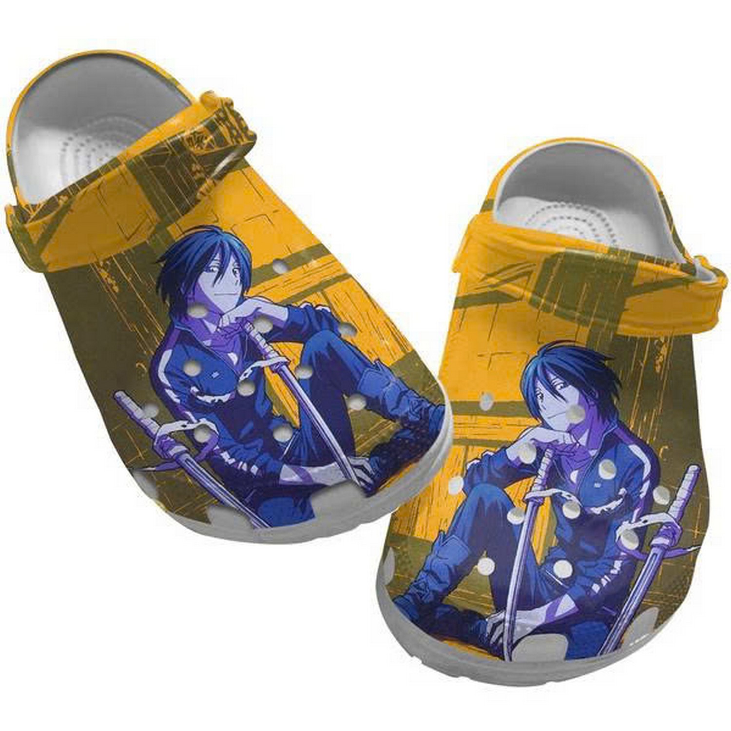 Anime Noragami Manga Yato Sitting The Yellow Door Custom Name Crocs For Men And Women