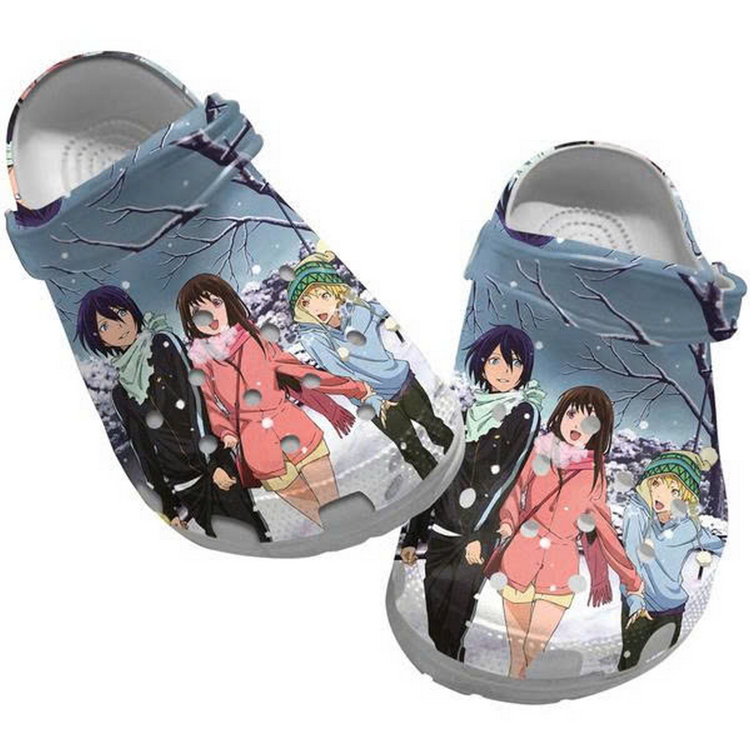 Anime Noragami Manga Yato Yukie And Hiyori Happy Winter Custom Name Crocs For Men And Women