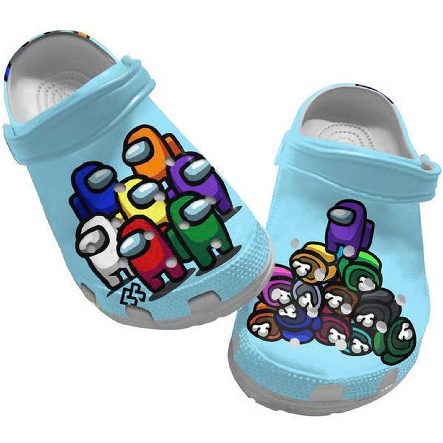 Among Us Crewmates And Dead Body Blue Custom Name Crocs For Men And Women