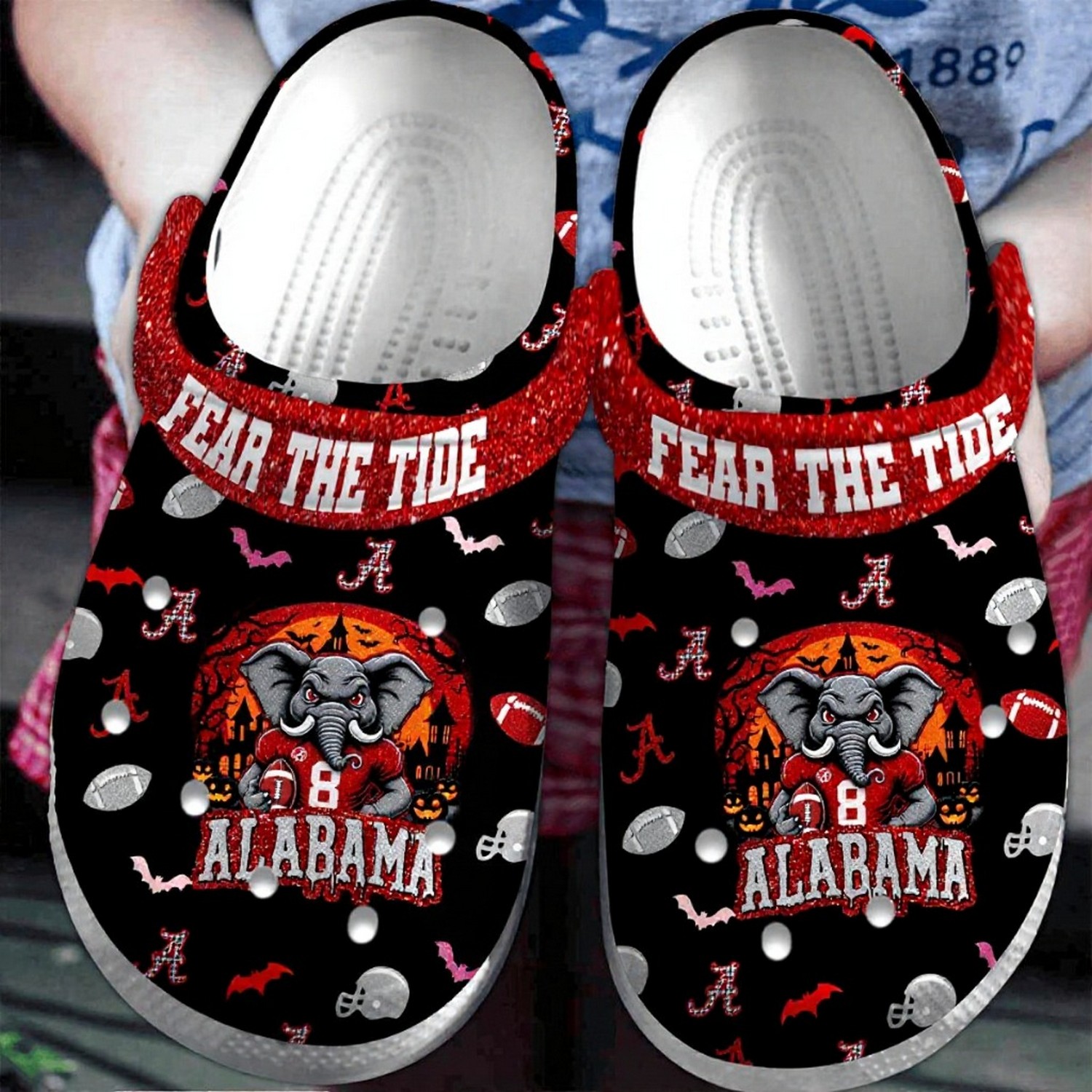 Alabama Crimson Tide Football Halloween Fear The Tide Custom Name Crocs For Men And Women