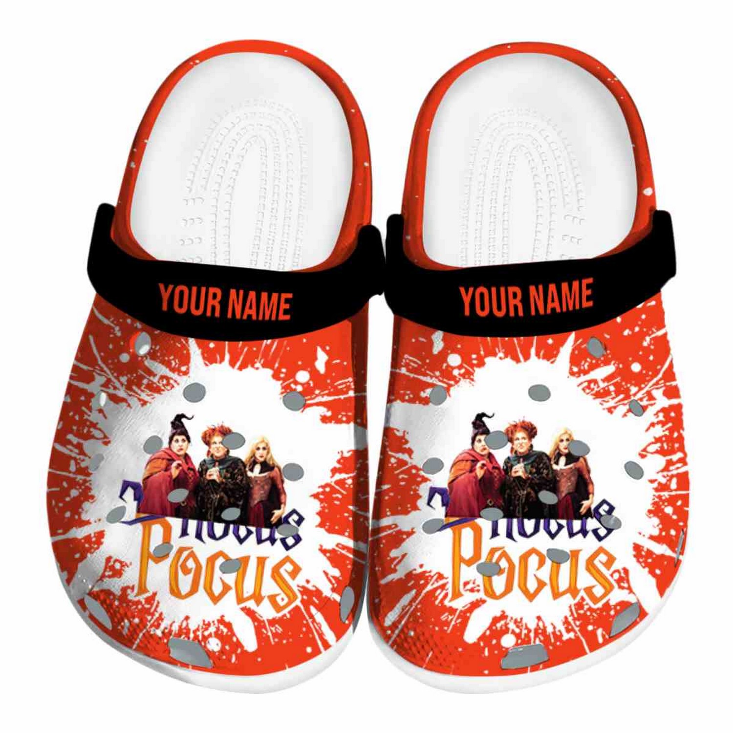 Hocus Pocus Splash Art Custom Name Crocs For Kids And Adults