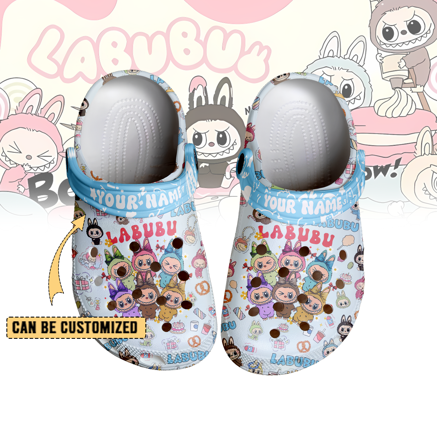 Crocs Cute Labubu Blue Slippers For Kids And Adult