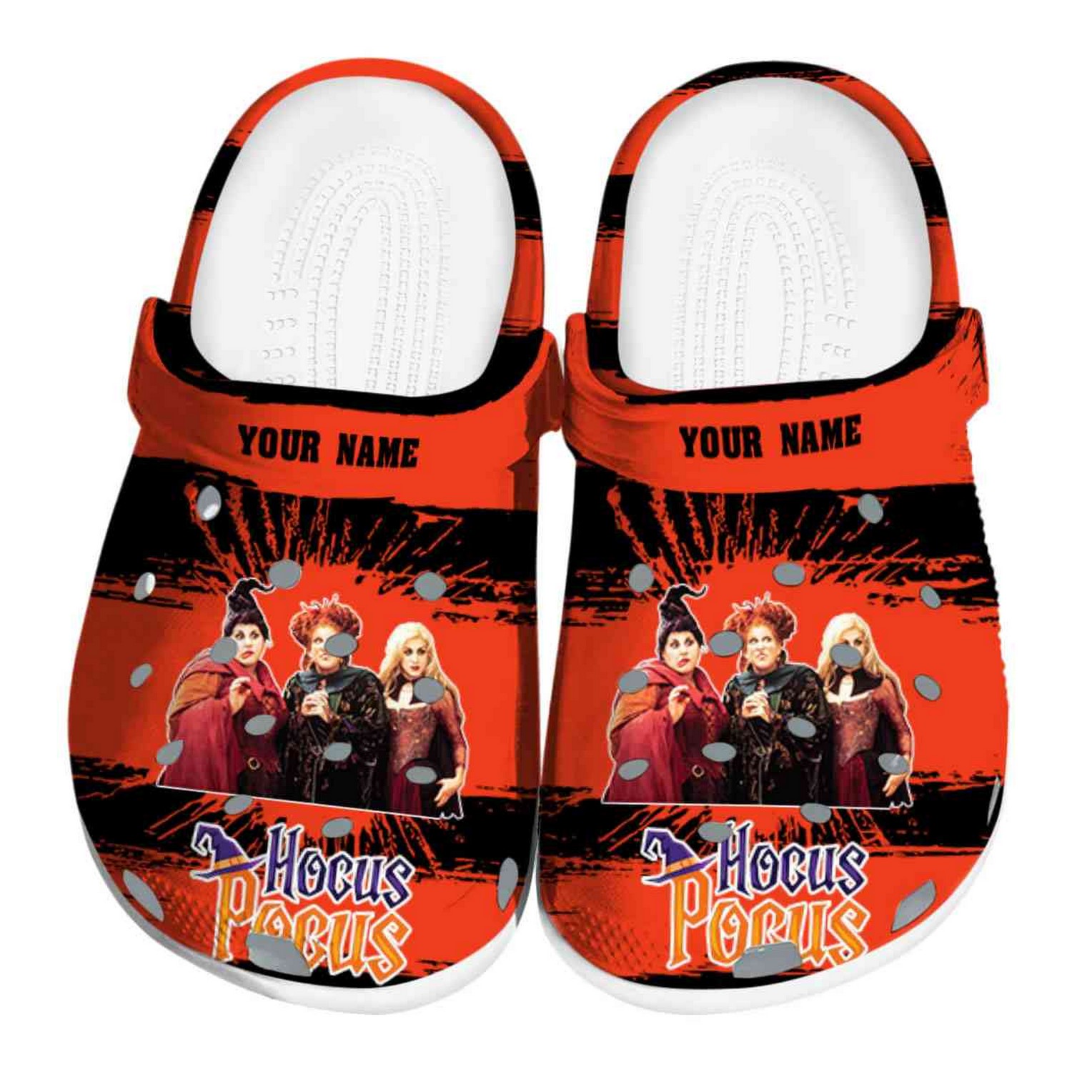 Hocus Pocus Paint Splatter Graphics Custom Name Crocs For Kids And Adults