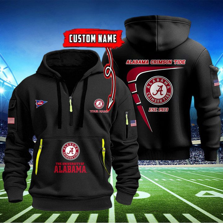 Alabama Crimson Tide NCAA Quarter Zip Hoodie For Men